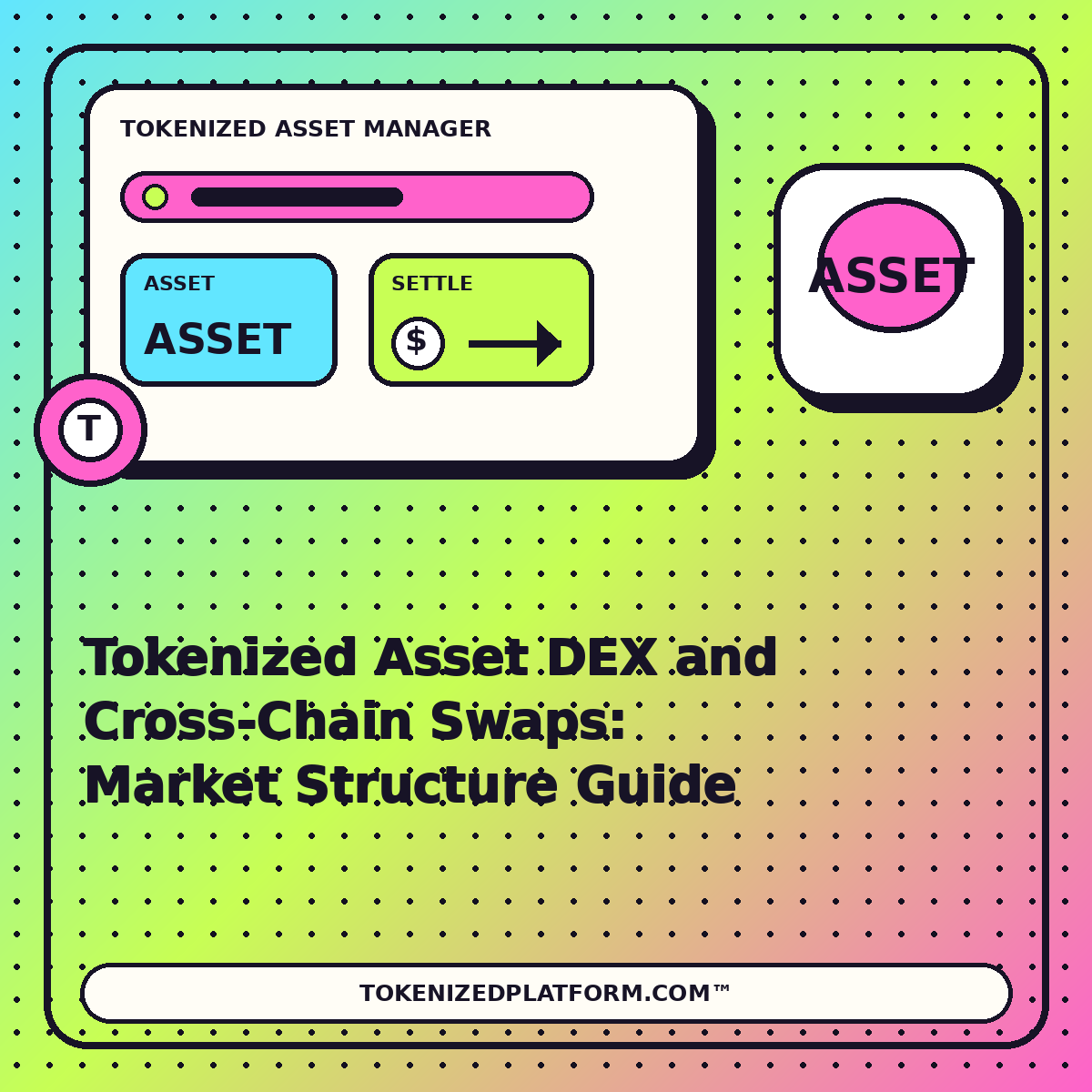 Tokenized Asset DEX and Cross-Chain Swaps: Market Structure Guide — neon tokenized asset manager illustration for TokenizedPlatform.com™